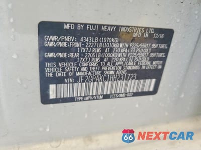 Zdjęcie 12 z 12 samochodu: 2017 SUBARU CROSSTREK LIMITED VIN:JF2GPAKC1HH231723 - miniatura