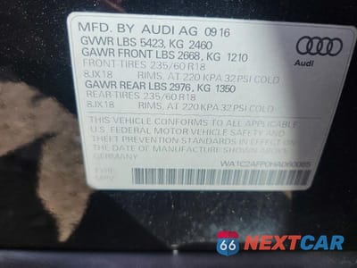 Zdjęcie 13 z 13 samochodu: 2017 AUDI Q5 PREMIUM VIN:WA1C2AFP0HA060085 - miniatura