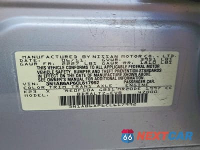 Zdjęcie 12 z 12 samochodu: 2012 NISSAN SENTRA 2.0 VIN:3N1AB6AP6CL617992 - miniatura