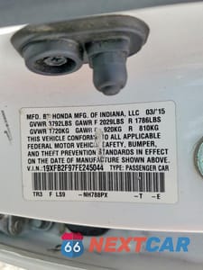 Zdjęcie 12 z 12 samochodu: 2015 HONDA CIVIC EXL VIN:19XFB2F97FE245044 - miniatura