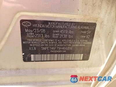 Zdjęcie 12 z 12 samochodu: 2009 HYUNDAI SONATA GLS VIN:5NPET46F79H466816 - miniatura