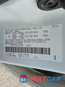 Zdjęcie 12 z 12 samochodu: 2020 TOYOTA TUNDRA CREWMAX SR5 VIN:5TFEY5F11LX261435 - miniatura