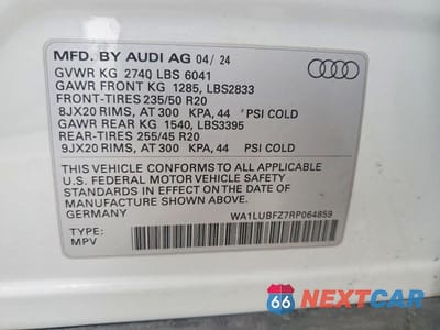 Zdjęcie 13 z 13 samochodu: 2024 AUDI Q4 E-TRON PREMIUM PLUS VIN:WA1LUBFZ7RP064859 - miniatura