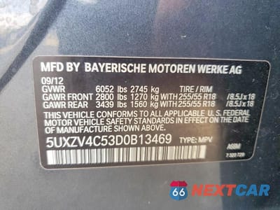 Zdjęcie 13 z 13 samochodu: 2013 BMW X5 XDRIVE35I VIN:5UXZV4C53D0B13469 - miniatura