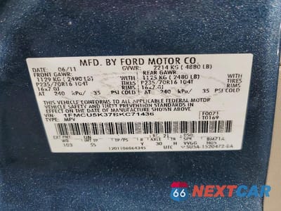 Zdjęcie 14 z 14 samochodu: 2011 FORD ESCAPE VIN:1FMCU5K37BKC71436 - miniatura