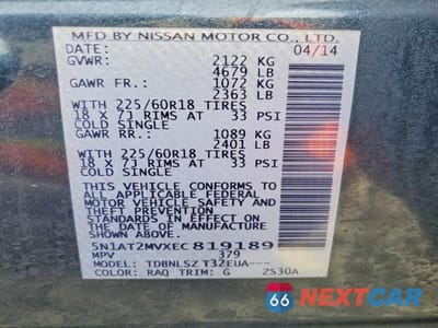 Zdjęcie 13 z 13 samochodu: 2014 NISSAN ROGUE S VIN:5N1AT2MVXEC819189 - miniatura