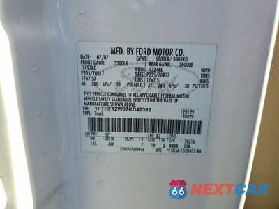 Zdjęcie 12 z 12 samochodu: 2007 FORD F150 VIN:1FTRF12W07KD42382 - miniatura