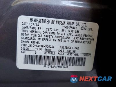 Zdjęcie 12 z 12 samochodu: 2015 INFINITI Q40 BASE VIN:JN1CV6AP4FM500244 - miniatura