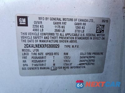 Zdjęcie 14 z 14 samochodu: 2015 GMC TERRAIN SL VIN:2GKALNEKXF6368029 - miniatura
