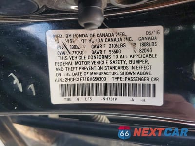Zdjęcie 12 z 12 samochodu: 2016 HONDA CIVIC VIN:2HGFC1F71GH650300 - miniatura