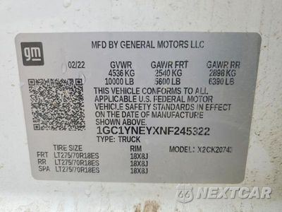 Zdjęcie 12 z 12 samochodu: 2022 CHEVROLET SILVERADO K2500 HEAVY DUTY LT VIN:1GC1YNEYXNF245322 - miniatura