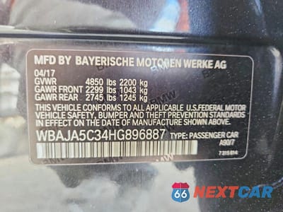 Zdjęcie 12 z 12 samochodu: 2017 BMW 530 I VIN:WBAJA5C34HG896887 - miniatura