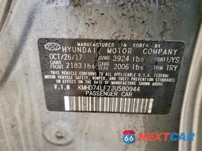 Zdjęcie 12 z 12 samochodu: 2018 HYUNDAI ELANTRA SE VIN:KMHD74LF2JU580944 - miniatura