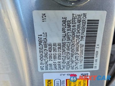 Zdjęcie 13 z 13 samochodu: 2025 HONDA ACCORD HYBRID SPORT VIN:1HGCY2F53SA017927 - miniatura