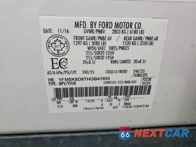 Zdjęcie 14 z 14 samochodu: 2017 FORD EXPLORER XLT VIN:1FM5K8D87HGB41855 - miniatura