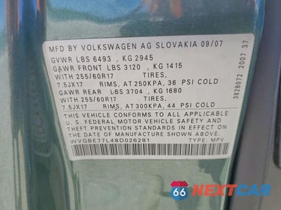 Zdjęcie 13 z 13 samochodu: 2008 VOLKSWAGEN TOUAREG 2 V6 VIN:WVGBE77L48D026281 - miniatura