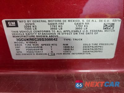 Zdjęcie 12 z 12 samochodu: 2014 CHEVROLET SILVERADO K1500 LT VIN:3GCUKREC2EG398642 - miniatura