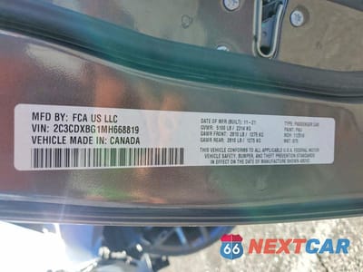 Zdjęcie 12 z 12 samochodu: 2021 DODGE CHARGER SXT VIN:2C3CDXBG1MH668819 - miniatura