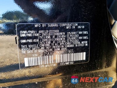 Zdjęcie 13 z 13 samochodu: 2019 SUBARU FORESTER PREMIUM VIN:JF2SKAGC9KH401965 - miniatura