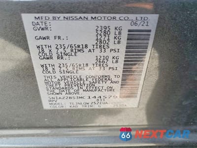 Zdjęcie 12 z 12 samochodu: 2021 NISSAN MURANO SV VIN:5N1AZ2BS3MC144579 - miniatura