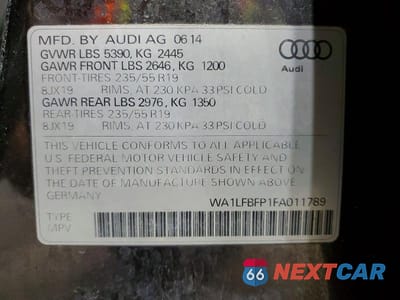 Zdjęcie 13 z 13 samochodu: 2015 AUDI Q5 PREMIUM PLUS VIN:WA1LFBFP1FA011789 - miniatura
