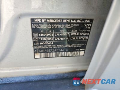 Zdjęcie 13 z 13 samochodu: 2002 MERCEDES-BENZ ML 500 VIN:4JGAB75E72A324616 - miniatura