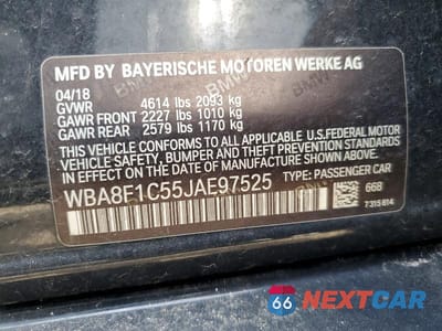 Zdjęcie 13 z 13 samochodu: 2018 BMW 328 D XDRIVE VIN:WBA8F1C55JAE97525 - miniatura
