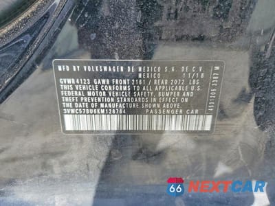 Zdjęcie 13 z 13 samochodu: 2019 VOLKSWAGEN JETTA S VIN:3VWC57BU6KM128764 - miniatura