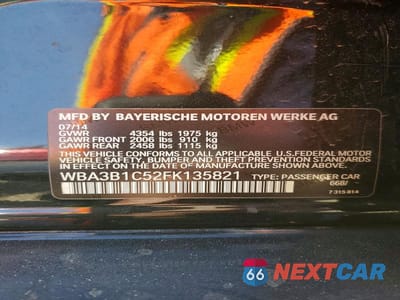 Zdjęcie 12 z 12 samochodu: 2015 BMW 320I VIN:WBA3B1C52FK135821 - miniatura
