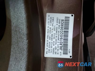 Zdjęcie 13 z 13 samochodu: 2002 HONDA CR-V LX VIN:JHLRD78452C069928 - miniatura