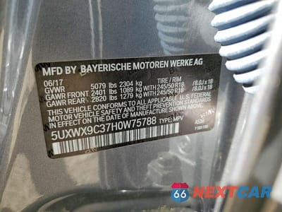 Zdjęcie 12 z 12 samochodu: 2017 BMW X3 XDRIVE28I VIN:5UXWX9C37H0W75788 - miniatura