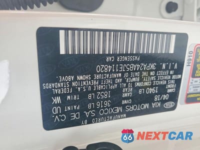 Zdjęcie 13 z 13 samochodu: 2018 KIA RIO S VIN:3KPA24AB5JE114820 - miniatura