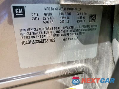 Zdjęcie 12 z 12 samochodu: 2012 BUICK LACROSSE PREMIUM VIN:1G4GH5G35CF350922 - miniatura