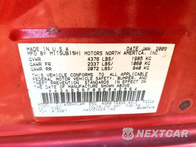 Zdjęcie 12 z 12 samochodu: 2009 MITSUBISHI GALANT ES VIN:4A3AB36F09E042564 - miniatura