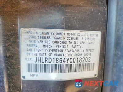 Zdjęcie 14 z 14 samochodu: 2000 HONDA CR-V EX VIN:JHLRD1864YC018203 - miniatura