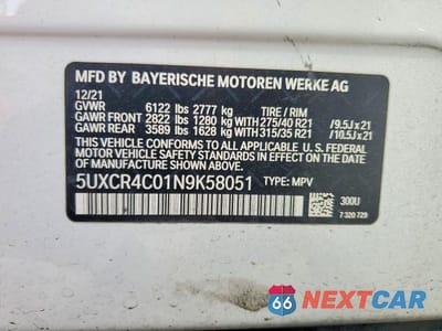 Zdjęcie 13 z 13 samochodu: 2022 BMW X5 SDRIVE 40I VIN:5UXCR4C01N9K58051 - miniatura