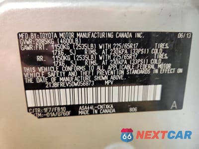 Zdjęcie 14 z 14 samochodu: 2013 TOYOTA RAV4 LE VIN:2T3BFREV5DW056873 - miniatura