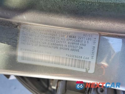 Zdjęcie 12 z 12 samochodu: 2003 VOLKSWAGEN PASSAT GLX VIN:WVWWH63B63E317453 - miniatura