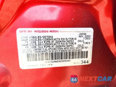 Zdjęcie 12 z 12 samochodu: 2010 MITSUBISHI OUTLANDER ES VIN:JA4AS2AW2AZ005446 - miniatura