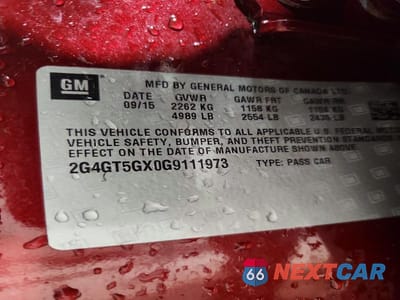 Zdjęcie 12 z 12 samochodu: 2016 BUICK REGAL PREMIUM VIN:2G4GT5GX0G9111973 - miniatura