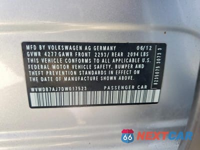 Zdjęcie 12 z 12 samochodu: 2013 VOLKSWAGEN GOLF VIN:WVWDB7AJ7DW017523 - miniatura