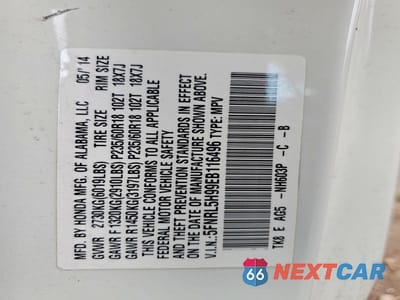 Zdjęcie 13 z 13 samochodu: 2014 HONDA ODYSSEY TOURING VIN:5FNRL5H99EB116496 - miniatura