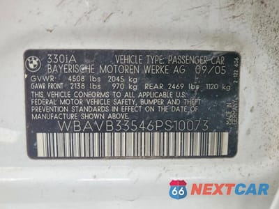 Zdjęcie 12 z 12 samochodu: 2006 BMW 330 I VIN:WBAVB33546PS10073 - miniatura