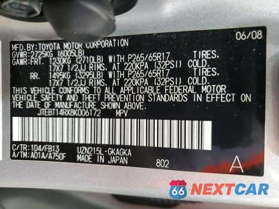 Zdjęcie 13 z 13 samochodu: 2008 TOYOTA 4RUNNER SPORT EDITION VIN:JTEBT14RX8K006172 - miniatura