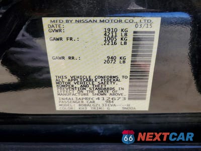 Zdjęcie 12 z 12 samochodu: 2015 NISSAN ALTIMA 2.5 S VIN:1N4AL3AP8FC412673 - miniatura