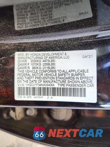 Zdjęcie 12 z 12 samochodu: 2021 HONDA ACCORD SPORT VIN:1HGCV1F34MA064064 - miniatura