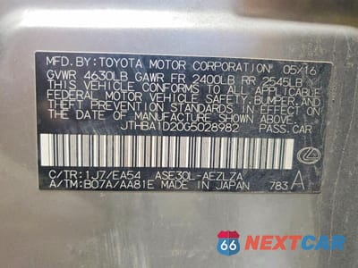 Zdjęcie 12 z 12 samochodu: 2016 LEXUS IS 200T VIN:JTHBA1D20G5028982 - miniatura