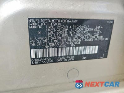 Zdjęcie 13 z 13 samochodu: 2007 TOYOTA RAV4 BASE VIN:JTMBK33V075040300 - miniatura