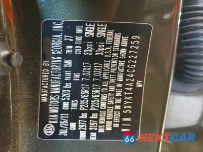 Zdjęcie 13 z 13 samochodu: 2012 KIA SORENTO LX VIN:5XYKT4A24CG227259 - miniatura