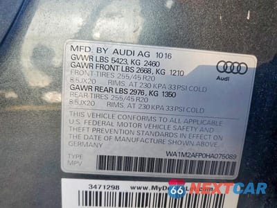 Zdjęcie 14 z 14 samochodu: 2017 AUDI Q5 PREMIUM PLUS VIN:WA1M2AFP0HA075089 - miniatura